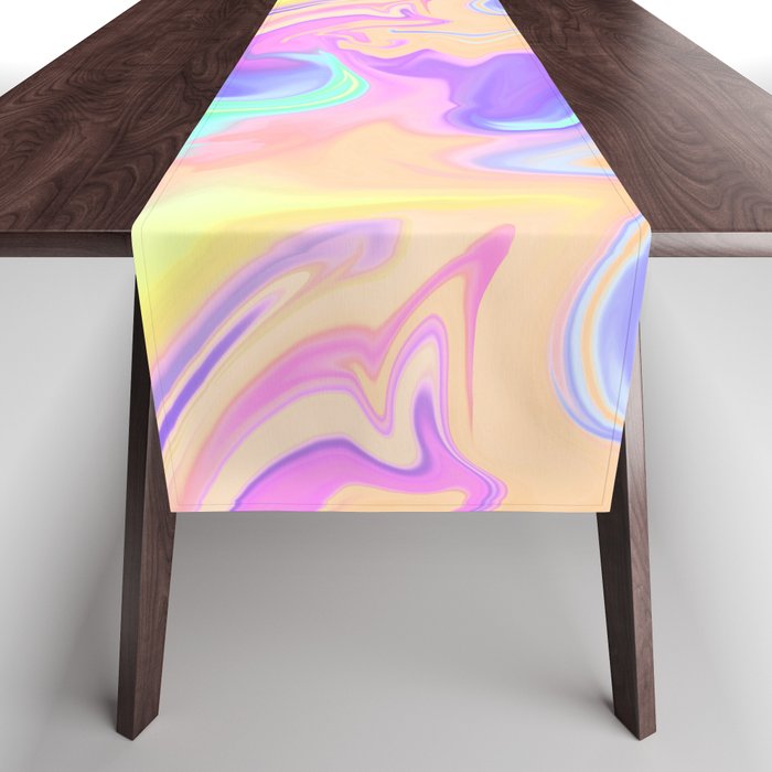 Colorful Iridescent Swirls Pattern Table Runner