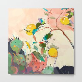 lemon tree Metal Print | Summer, Zitrone, Floral, Plants, Nature, Modern, Acrylic, Garden, Oil, Painting 