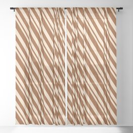 [ Thumbnail: Bisque and Brown Colored Lines Pattern Sheer Curtain ]