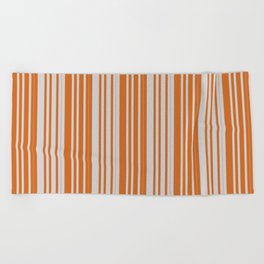 [ Thumbnail: Light Grey and Chocolate Colored Lined Pattern Beach Towel ]