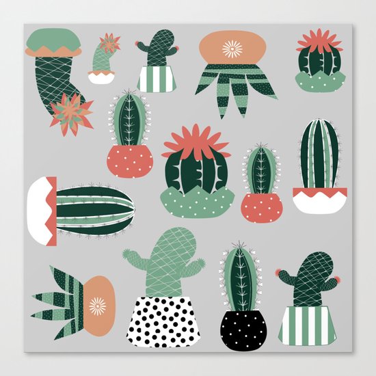 Succulents gray Canvas Print