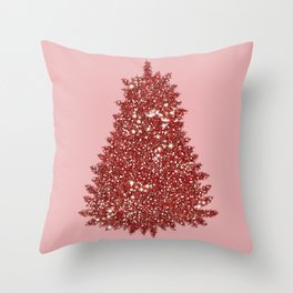 Red Faux Glitter Texture Christmas Tree Shape (Not Real Glitter) Throw Pillow