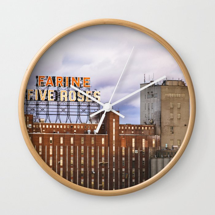 Montreal Farine Five Roses, Montreal Iconic, Urban photo, Architecture, modern Wall Clock