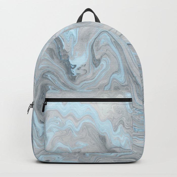 Ice Blue and Gray Marble Backpack