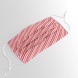 [ Thumbnail: Crimson and Beige Colored Stripes/Lines Pattern Face Mask ]
