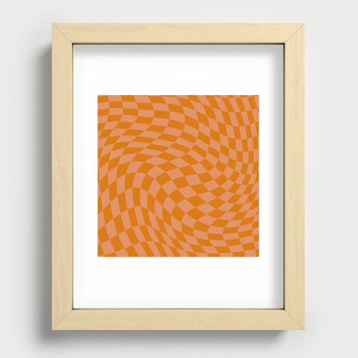 Burnt orange swirl checker Recessed Framed Print