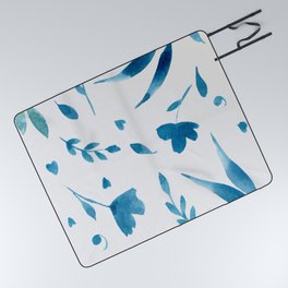 Floral Pattern - Blue Pattern Picnic Blanket
