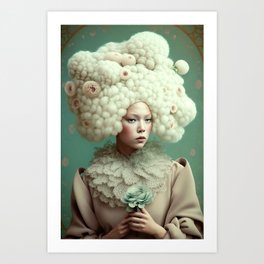 Surreal Girl with a Sheep Art Print