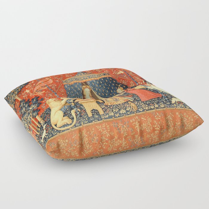 Lady and The Unicorn Medieval Tapestry Floor Pillow