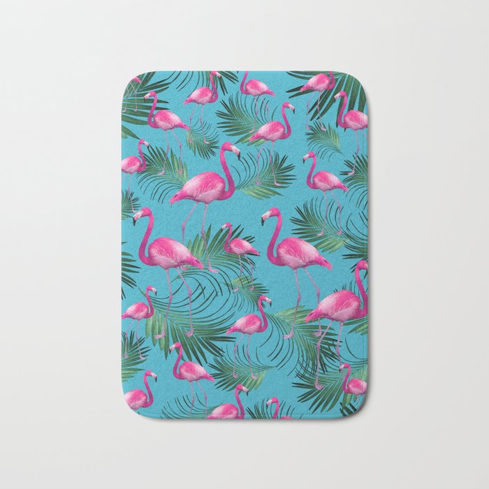 Summer Flamingo Palm Vibes #2 #tropical #decor #art #society6 Bath Mat