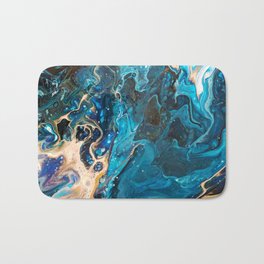 Midnight Blue + Molten Gold Abstract Fluid Marble Painting Bath Mat | Darkbluemarble, Paintpourart, Spaceart, Abstractwatercolor, Bluegoldmarble, Oceanpainting, Watercolormarble, Abstractart, Bluemarble, Modernart 