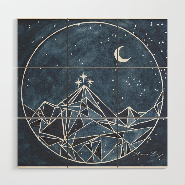 Night Court moon and stars Wood Wall Art