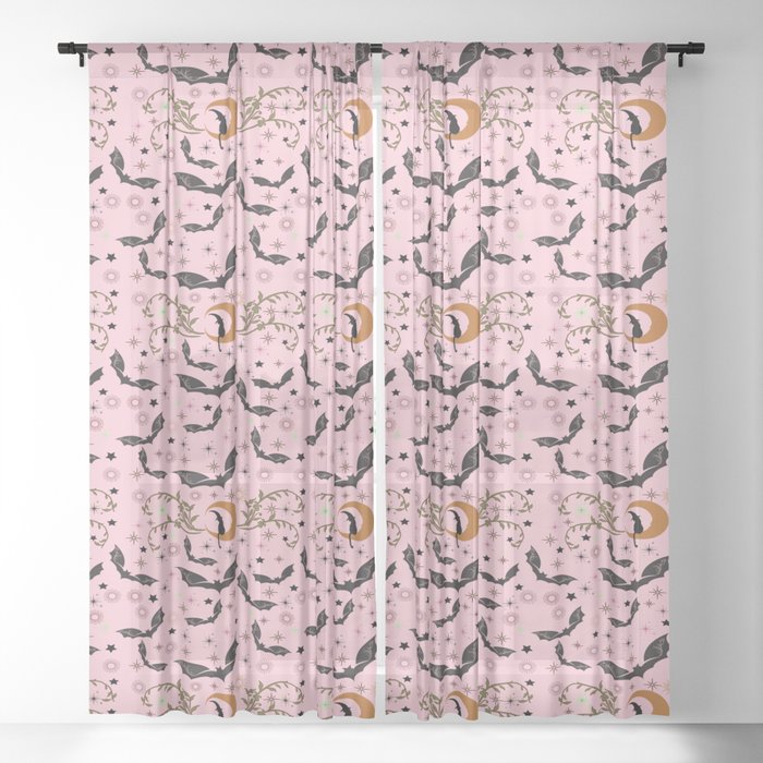 Batty Cat Pumpkins Sheer Curtain