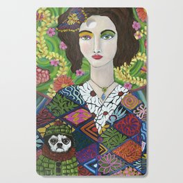 woman with her dog, Turtle Cutting Board