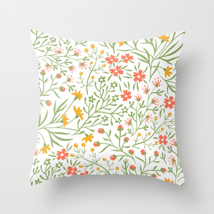 Flower Pattern Throw Pillow