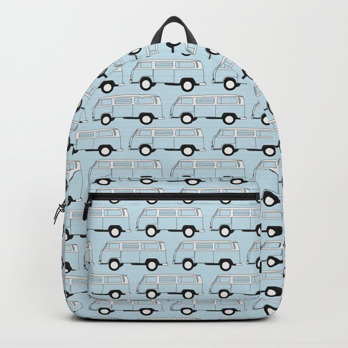 Retro Camper Van Pattern (Light Blue) Backpack