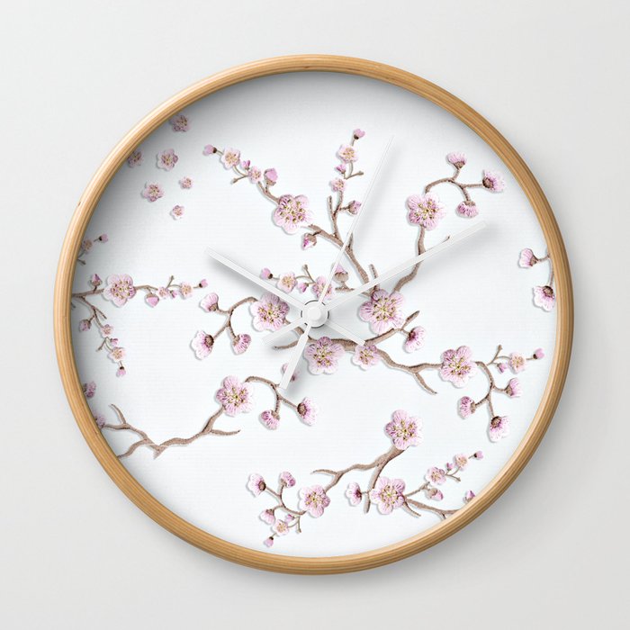 SAKURA LOVE - GRUNGE WHITE Wall Clock