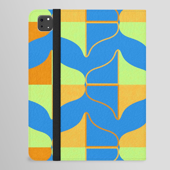 WHALE SONG Midcentury Modern Organic Shapes in Vibrant Yellow and Blue iPad Folio Case
