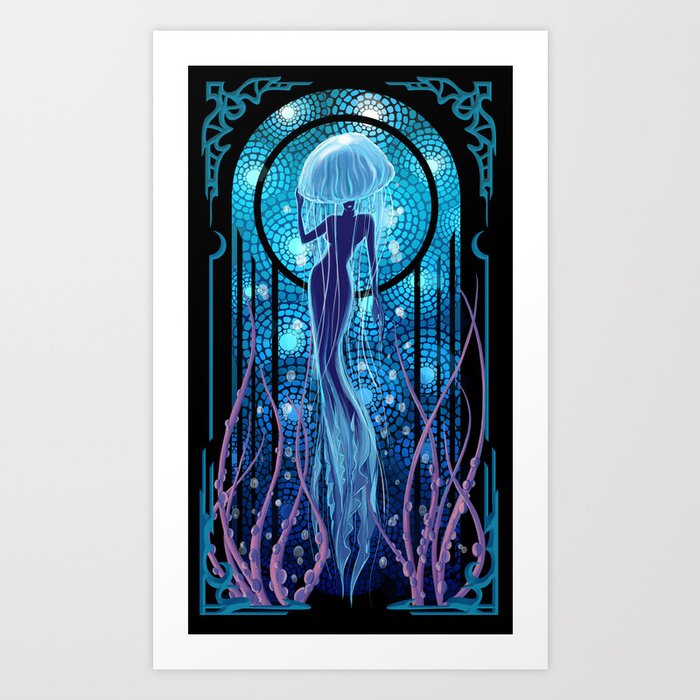 Jellyfish mermaid woman Art Print