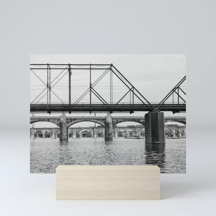 Bridge Contrast (Susquehanna River, Harrisburg, PA) Mini Art Print