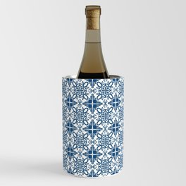 Cheerful Retro Modern Kitchen Tile Mini Pattern Denim Blue Wine Chiller