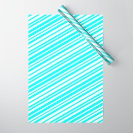 [ Thumbnail: Mint Cream & Aqua Colored Stripes Pattern Wrapping Paper ]