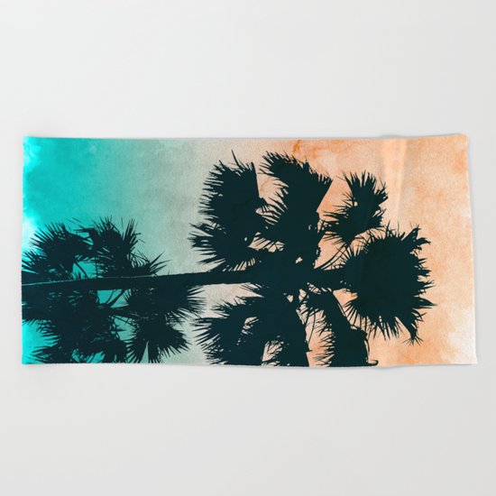 Palms on the beach Beach Towel