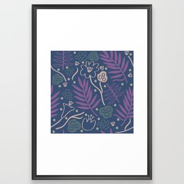 colorful cute hand drawn floral pattern Framed Art Print