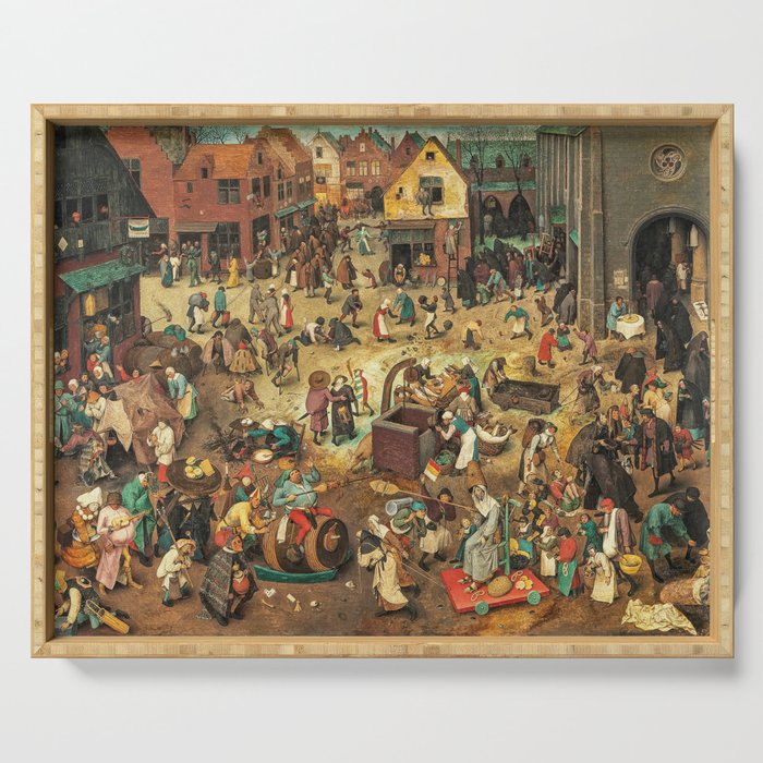 Medieval Town painting Serving Tray