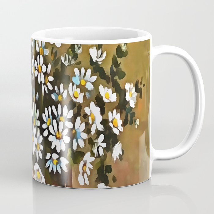 Artistic Daisies In A Red Brown Colored Vase Coffee Mug