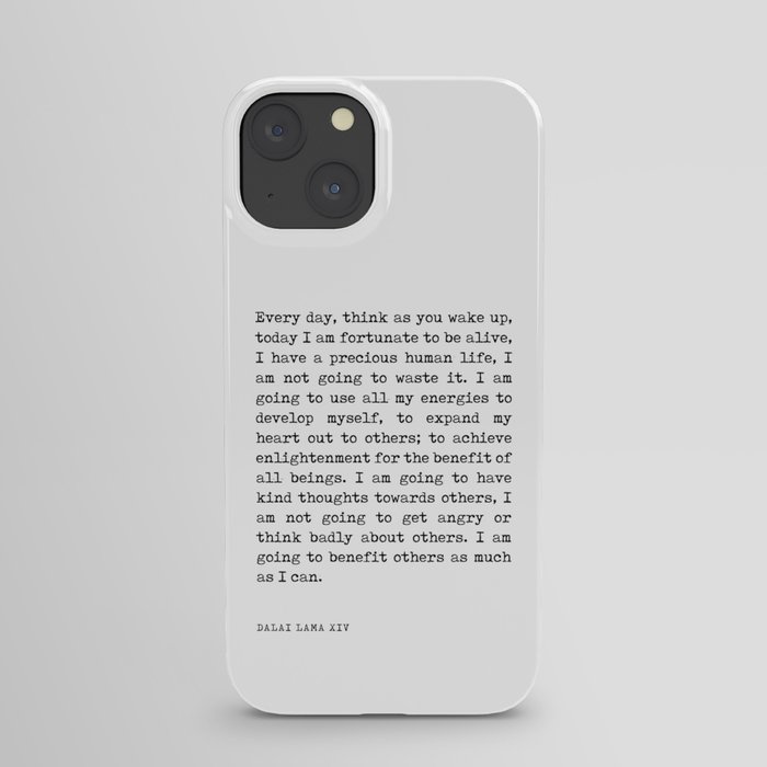 Think as you wake up - Dalai Lama Quote - Literature - Typewriter Print iPhone Case