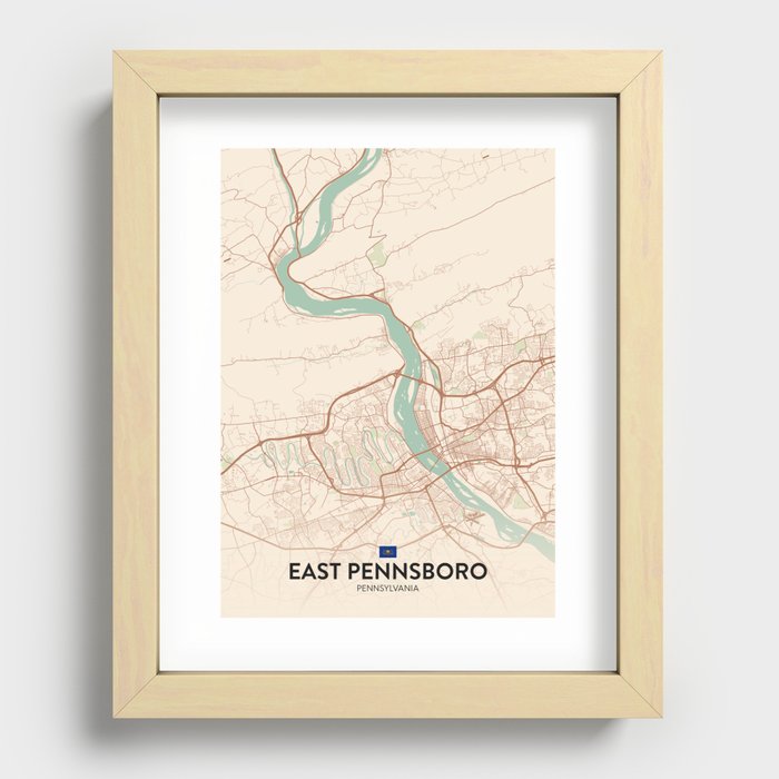 East Pennsboro, Pennsylvania, United States - Vintage City Map Recessed Framed Print