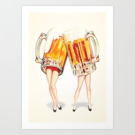 Cheers! Beer Pin-Ups Art Print
