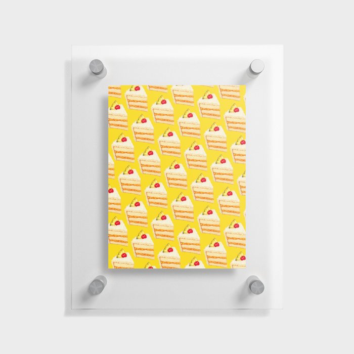 Tropical Cake Pattern - Yellow Floating Acrylic Print
