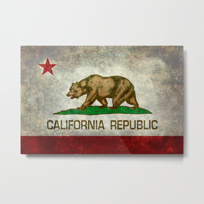State flag of California in Grunge Metal Print