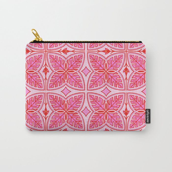 Pink Tropical Vibe Leaves Carry-All Pouch