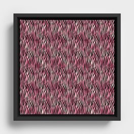 Pink Black Tiger Stripes Pattern Framed Canvas