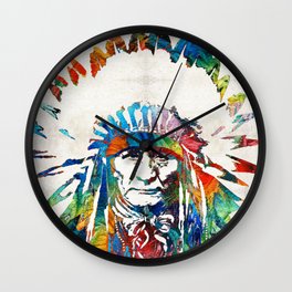 Native American Art - Chief - By Sharon Cummings Wall Clock