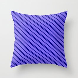 [ Thumbnail: Dark Blue & Medium Slate Blue Colored Lines/Stripes Pattern Throw Pillow ]
