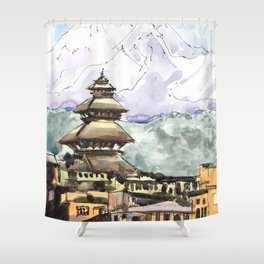 Nepal Temple Bhaktapur Kathmandu Shower Curtain