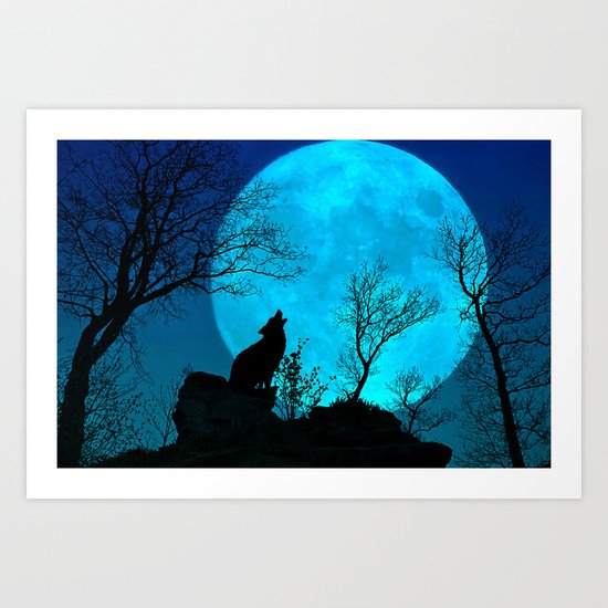 Howling wolf Art Print