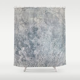 Vintage Lunar Moon Map, 1960s Shower Curtain