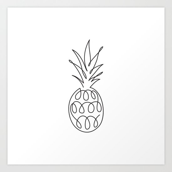 Abstract Pineapple Single Line Drawing Minimalistic Art Art Print By Livdeco Society6,Chibi Cute Cat Drawing Easy