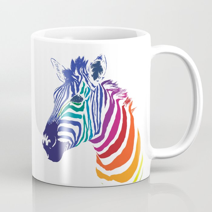 Rainbow Zebra Colorful Animals Whimsical Art Coffee Mug