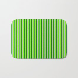 [ Thumbnail: Grey, Green, and Chartreuse Colored Striped/Lined Pattern Bath Mat ]