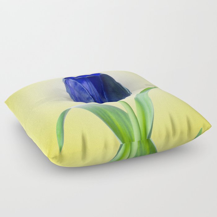 100% Artist Commissions Donated - Floral - Flowers Blue Tulip Minimal Nature Photograph Floor Pillow