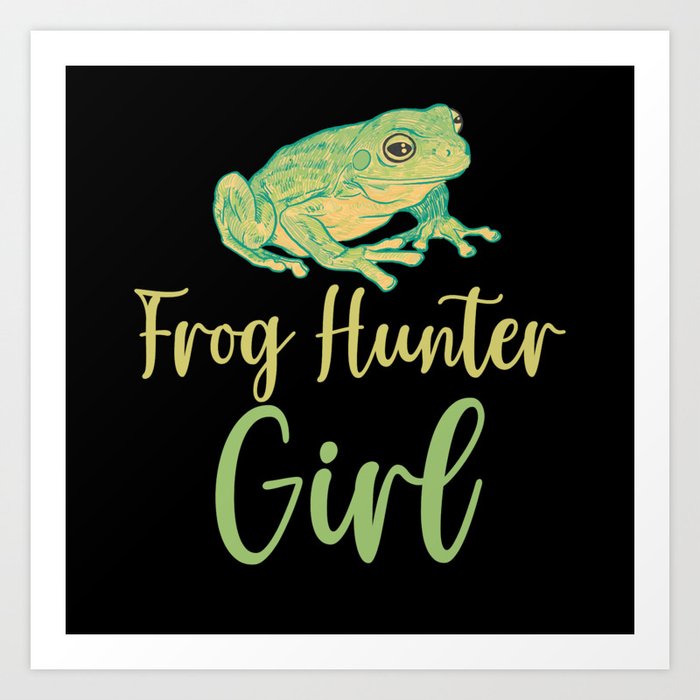 Frog Catcher Girl Kids Toad Frog Hunter Art Print by Florian92