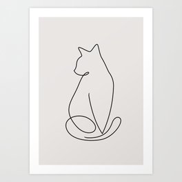 One Line Kitty Art Print
