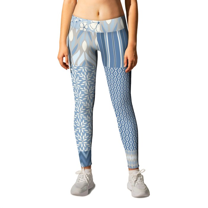 Modern Patchwork Quilt Pattern with Flowers and Geometric Shapes in