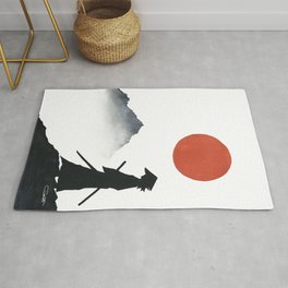 The Lone Samurai Rug | Zen, Black And White, Japan, Watercolor, Ninja, Ronin, Ink, Samurai, Japaneseart, Peace 